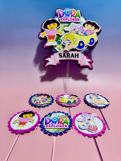 DORA EXPLORER GABLE / CUPCAKE TOPPERS/CAKE TOPPER